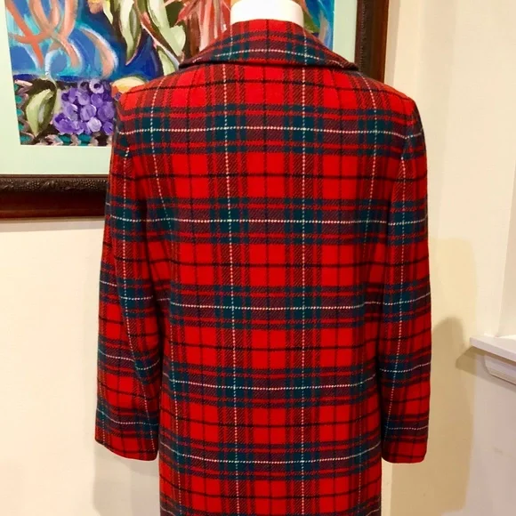 Pendleton Wool Red Plaid Coat Vtg. 50's - Small Perfect for Fall & the Holidays - Picture 6 of 15